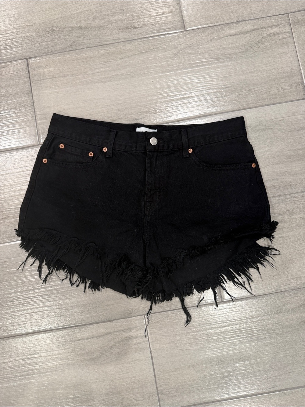 Black Frayed Denim Women's Shorts